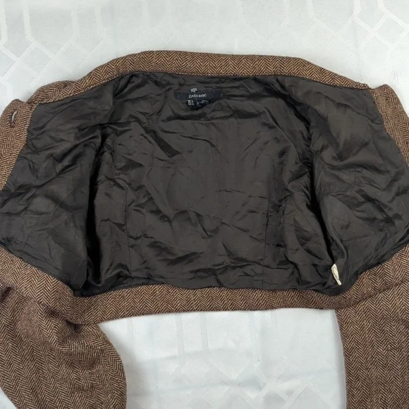 SOLD! Wool Blend Herringbone Bolero Old Fashioned Zara - Picture 4 of 12